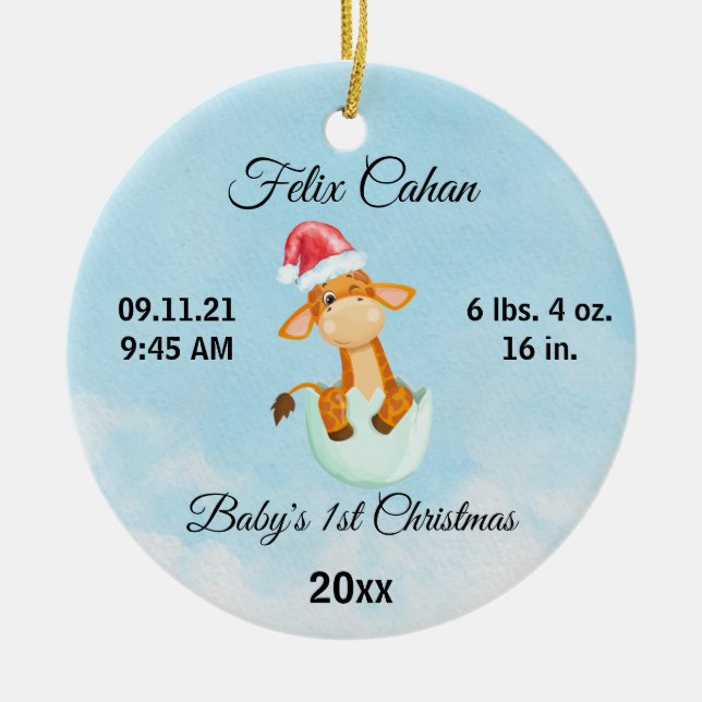 Custom Foto Baby's Boy First Christmas 2022 Keramik Ornament (Vorne)