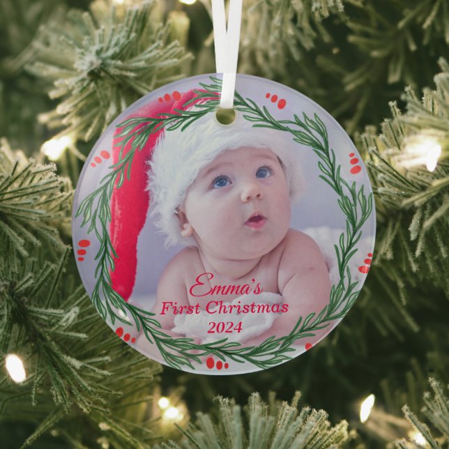Custom Foto Baby's erste Weihnachten Ornament Aus Glas (InSitu)