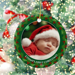 Custom Foto Baby's First Christmas Keramik Ornament