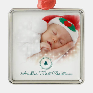 Custom Foto Baby's First Christmas Ornament Aus Metall