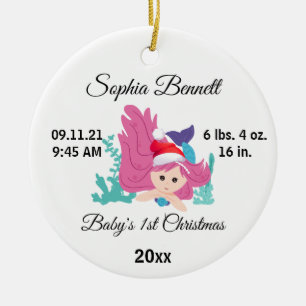 Custom Foto Baby's Girl First Christmas 2022 Keramik Ornament