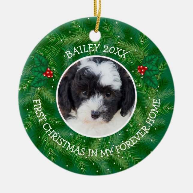 Custom Foto Bernedoodle 1. Weihnachten Keramik Ornament (Vorne)