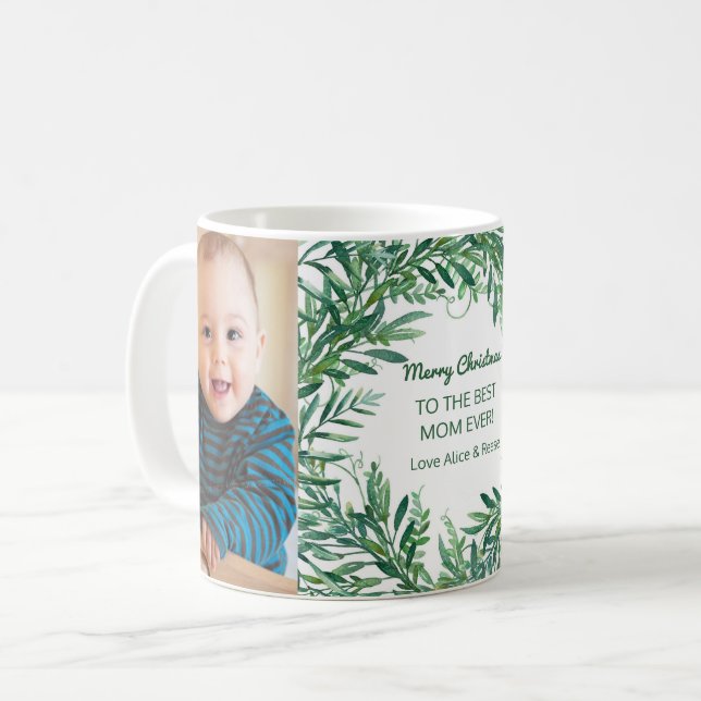 Custom Foto Best Mama Christmas Tasse (Vorderseite Links)