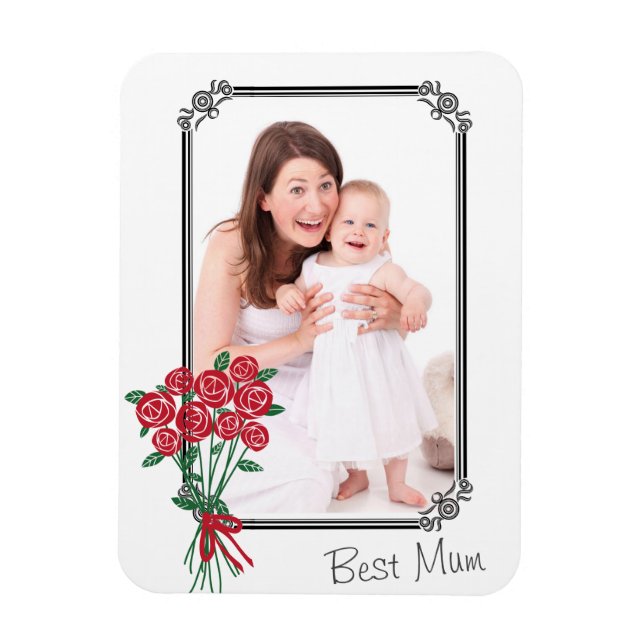 Custom Foto Best Mum Rose Bouquet Magnet (Vertikal)