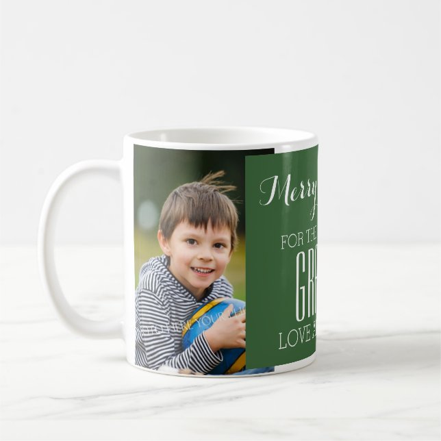 Custom Foto Best Oma Weihnachts-Tasse Grün Tasse (Links)