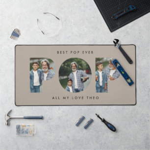 Custom Foto "Best Pop Ever" Navy Beige modern Schreibtischunterlage