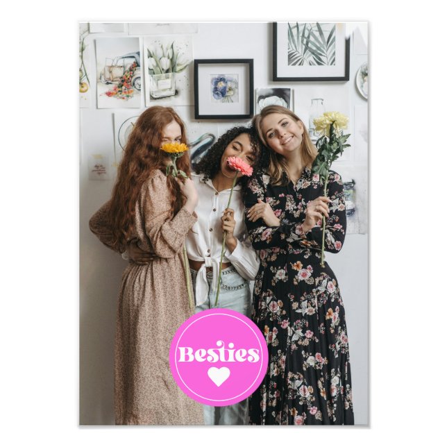 Custom Foto besticht Freunde Retro-Typografie rosa (Vorne)