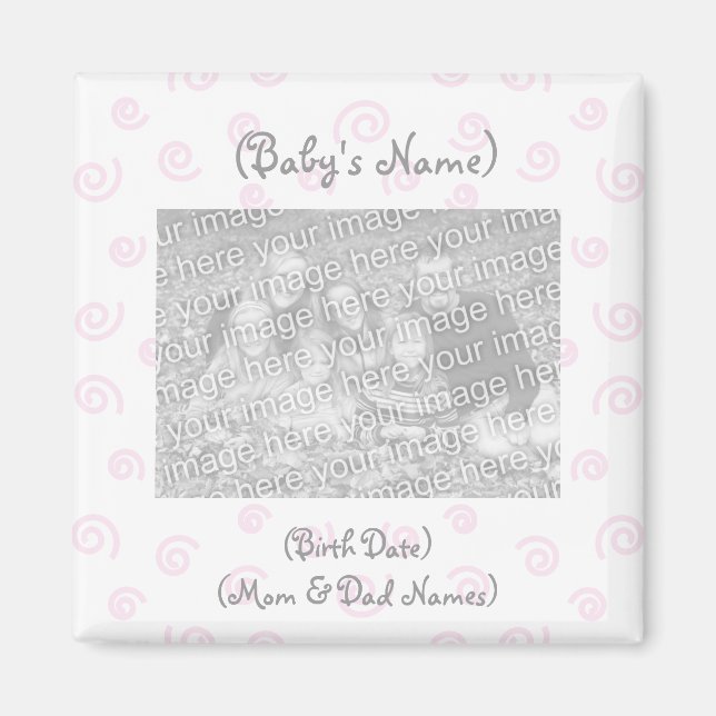 Custom Foto Birth Announcement Magnet-Baby Girl Magnet (Vorne)