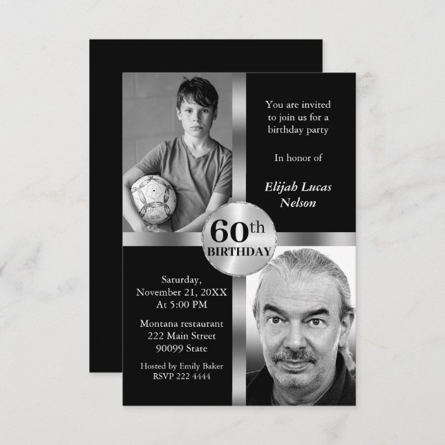 Custom Foto Birthday Einladung (Vorne/Hinten)