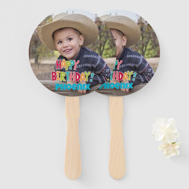 Custom Foto Birthday Hand Fans Fächer (Vorne und Hinten)