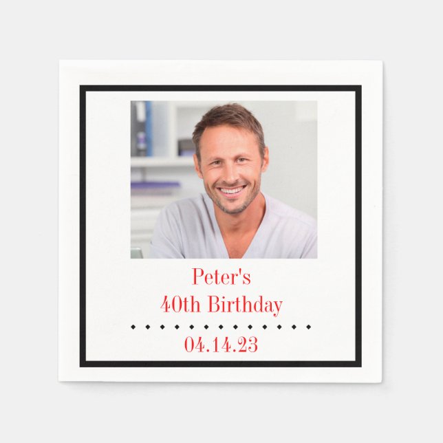 Custom Foto Birthday Paper Napkin Serviette (Vorderseite)