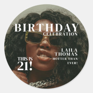 Custom Foto Birthday Party Magazine Cover Runder Aufkleber