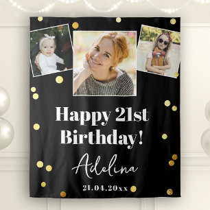 Custom Foto Birthday Party Modernes Gold Backgroun Wandteppich
