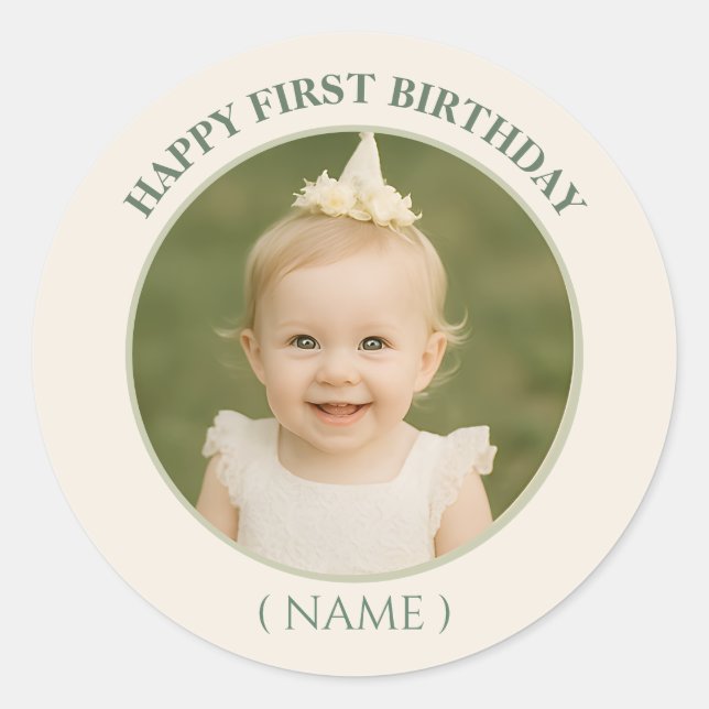 Custom Foto Birthday Sticker - Personalisiert Happ (Vorderseite)