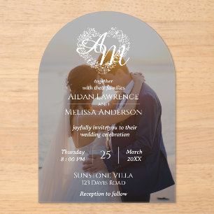 Custom Foto Black-and-White Arch Wedding Acryleinladungen