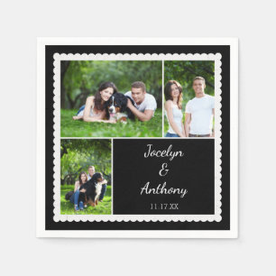 Custom Foto Black and White Wedding Serviette
