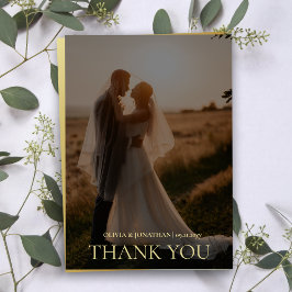 Custom Foto Black Gold Wedding Dankeschön Card Einladung