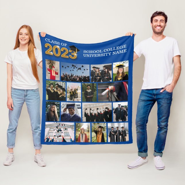 Custom Foto Blue Abschluss Class of 2023 School Fleecedecke (Beispiel)