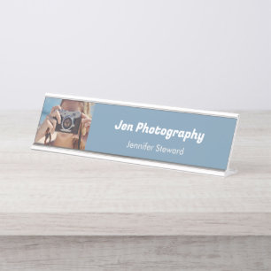 Custom Foto Blue Fotograf Schreibtischnamensplakette
