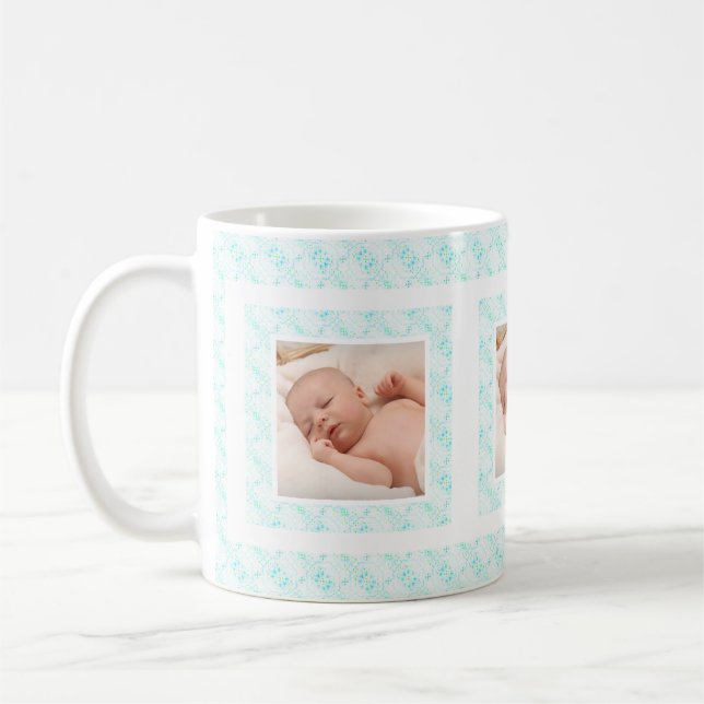 Custom Foto Blue Pattern Mutter Day Mama Mommy Kaffeetasse (Links)