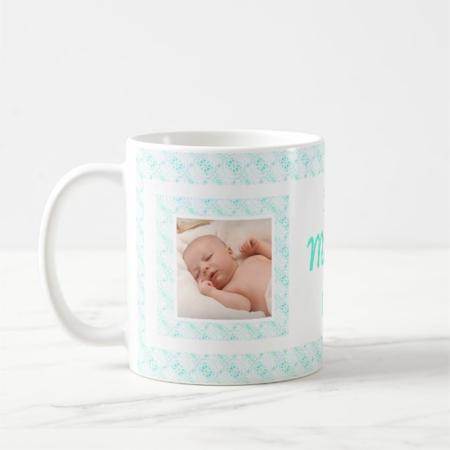 Custom Foto Blue Pattern Mutter Day Mum Mummy Kaffeetasse (Links)
