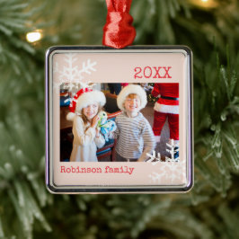 Custom Foto Blush Pink Ornament mit Schneeflocken