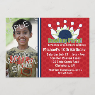 Custom Foto Bowling Birthday Party Einladung