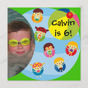 Custom Foto Boy Pool Party Geburtstag schwimmen Einladung