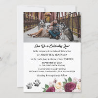 Custom Foto Burgundy Floral Dog Theme Hochzeit