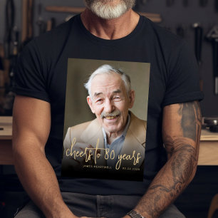 Custom Foto Cheers 80. Geburtstagsparty T-Shirt