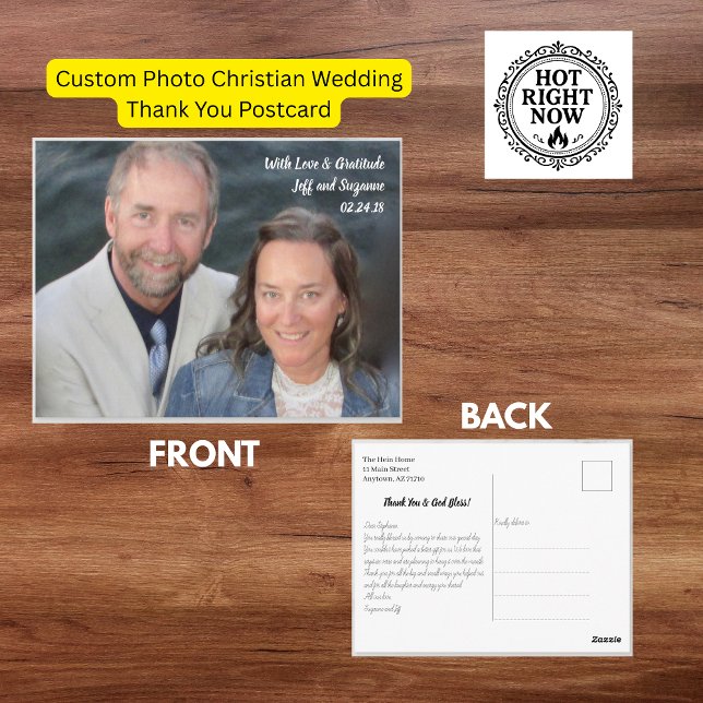 Custom Foto Christlich Hochzeit Danke Postcard Postkarte (Custom Photo Christian Wedding Thank You Postcard)