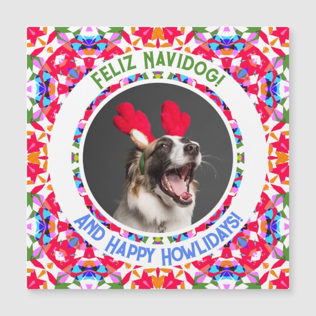 Custom Foto Christmas Dog Mum Vater Magnet (Vorderseite)