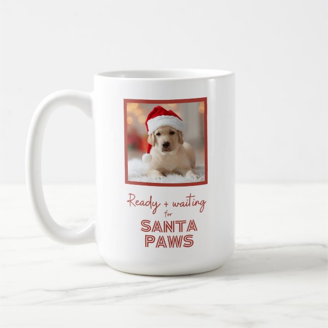 Custom Foto - Christmas Dog Santa Paws Kaffeetasse (Links)