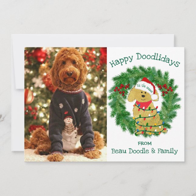 Custom Foto Christmas Lights Goldendoodle Holiday (Vorderseite)