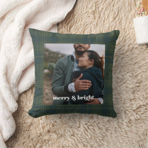 Custom Foto Christmas Merry & Bright Modern Kissen