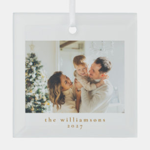 Custom Foto Christmas Minimalistisch Simple Family Ornament Aus Glas