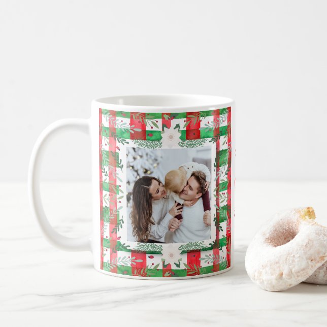 Custom Foto Christmas Personalisiert Familienname Kaffeetasse (Mit Donut)
