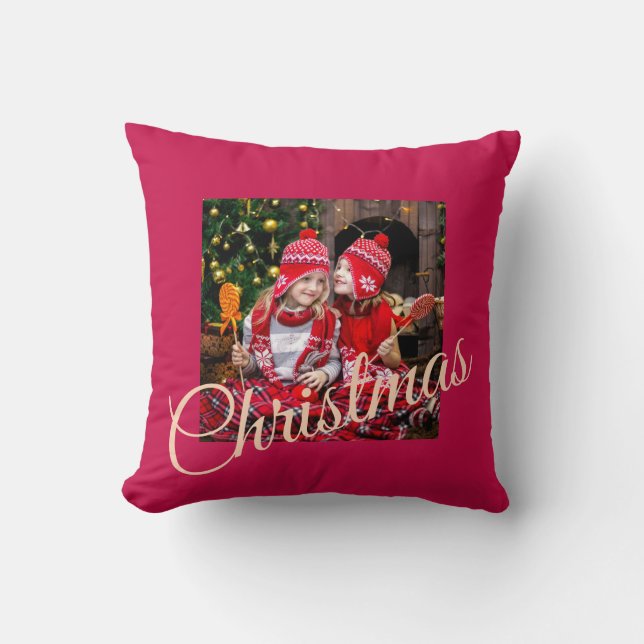Custom Foto Christmas Throw Kissen (Vorderseite)
