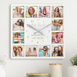 Custom Foto Collage Best Friends Forever Quote Quadratische Wanduhr<br><div class="desc">Make this trendy elegant white and gold foto colklebte wall clock unique with 12 of your favorite fotos with your best friend. The design design feature modern handwritten "Best Friends Forever" script and a beautiful customizable quote "You are the sister I got to choose".</div>