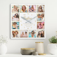 Custom Foto Collage Besties Zitat Gold White