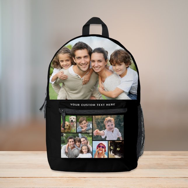Custom Foto Collage Black Bedruckter Rucksack (Von Creator hochgeladen)