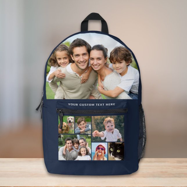 Custom Foto Collage Blue Bedruckter Rucksack (Von Creator hochgeladen)