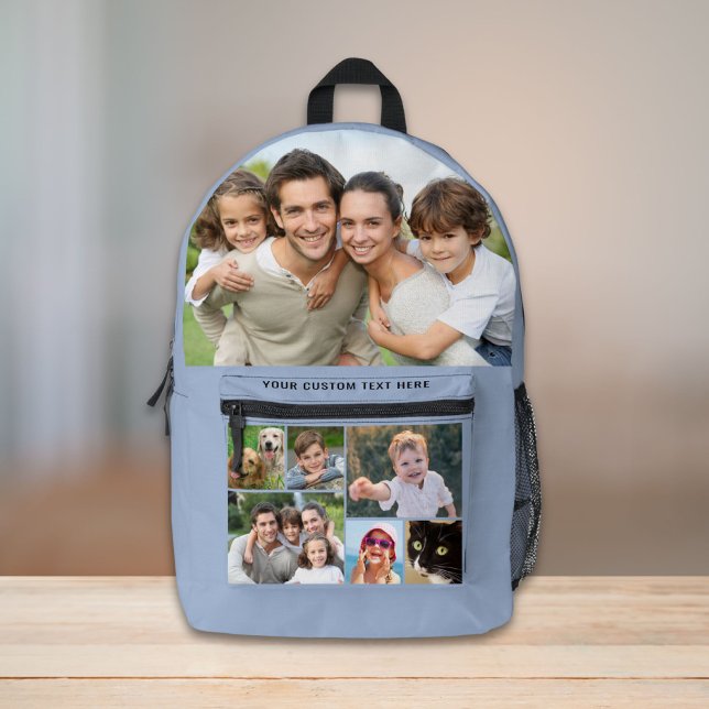 Custom Foto Collage Blue Bedruckter Rucksack (Von Creator hochgeladen)