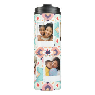 Custom Foto Collage boho Personalisierter Tumbler Thermosbecher