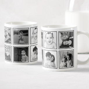 Custom Foto Collage Elegante Moderne Schwarz-weiße Kaffeetasse