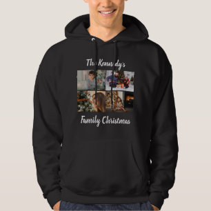 Custom Foto Collage Familienname Skript Weihnachte Hoodie