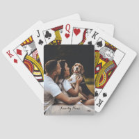 Custom Foto Collage Familienname weiße Pokerkarten