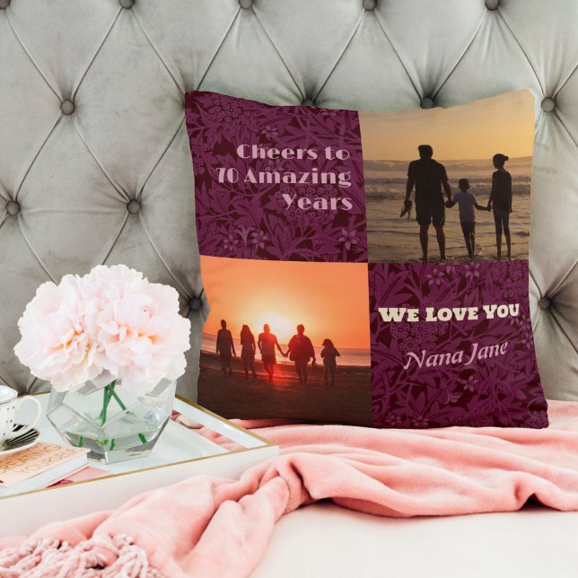 Custom Foto Collage Geschenke für 70 Jahre alte Fr Kissen (Gifts for 70 Year Old Woman)