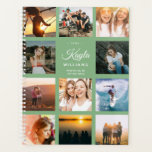 Custom Foto Collage Instagram Stilvolle Dusty Gree Planer<br><div class="desc">Dieser niedliche und moderne, Instagram-freundliche Collage-Planer auf staubgrünem Hintergrund hat Platz für Ihren individuelle Name, für Ihren Beruf oder den Namen der Schule. Passen Sie Ihre Lieblings-Fotos an und starten Sie das Jahr mit einem personalisierten Planer. Platz für 11 Bilder auf der Vorderseite sowie ein großes auf der Rückseite.</div>