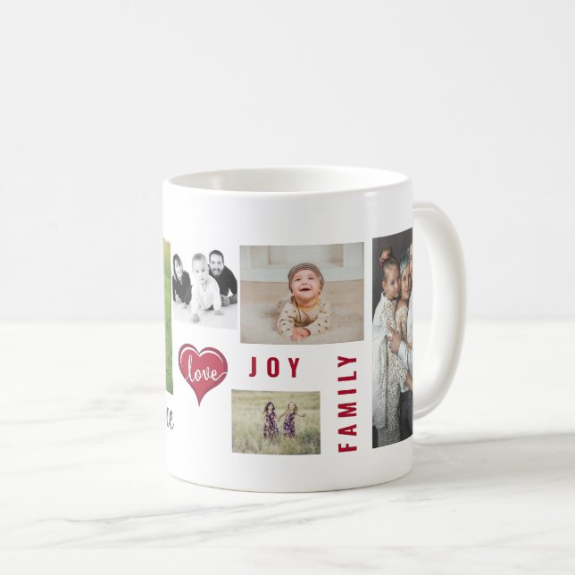Custom Foto Collage Liebe Joy Family Kaffeetasse (VorderseiteRechts)